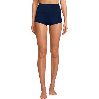 Lands End Tugless High Waisted Swim Boy Shorts in Deep Sea Navy at Nordstrom, Size 24W