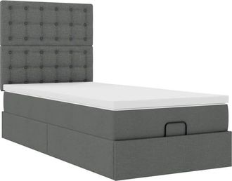 vidaXL Cama Otomana Con Colch&oacute;n Gris Oscuro 90x200 Cm Tela Vidaxl