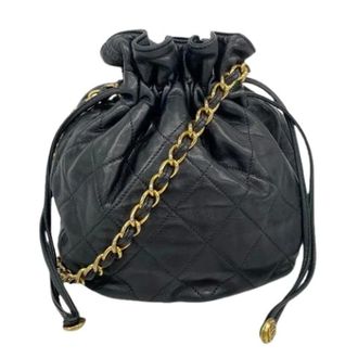 Chanel Pre-owned Bucket Bags, female, Black, Size: ONE SIZE Pre-owned Vintage Shoulder Bag