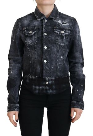 Dsquared2 Dsquared&sup2; Washed Cotton Distressed blue Womens Jacket (Pre-Owned)