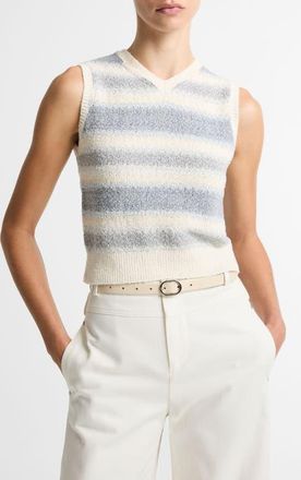 Vince Summer Fair Isle Silk Blend Sweater Vest in Pale Tide Combo at Nordstrom, Size Xx-Small