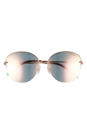 Tiffany & Co. 58mm Semirimless Round Sunglasses in Rubedo/grey Mirror Rose Gold at Nordstrom