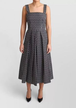 Dolce & Gabbana cotton sleeveless square-neck geometric-print midi dress