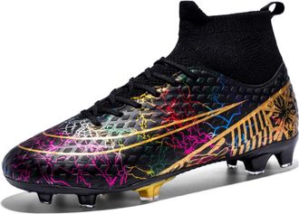 Generic Mens Breathable yin-yang Color high-top Long and Short Stud Training Football Shoes, Spikes -- Black., 5.5 UK