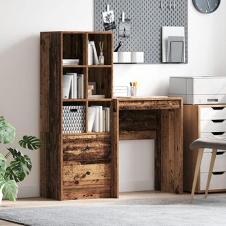 Berkfield Home Desk with Storage Old Wood Engineered Wood in Yellow