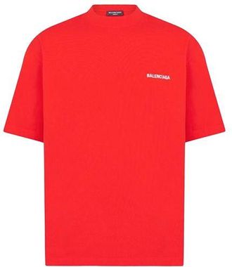 Balenciaga Red cotton jersey Classic embroidered logo T-shirt Size XL