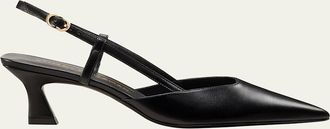 Stuart Weitzman Vinnie Leather Kitten Slingback Pumps