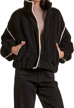 Elan Cozy Fall Coat Jacket In Black & Natural