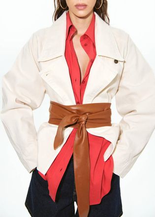 Mango Cintura fusciacca pelle marrone - Donna - S - MANGO