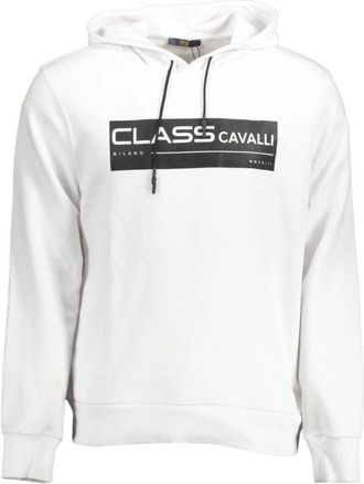 Cavalli Hooded Sweatshirt - Heren - Hoodies - Wit - 2XL - Katoen - Hoodies & sweatvesten