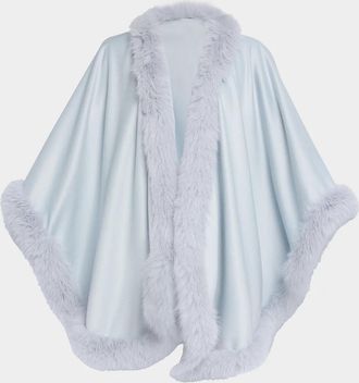 Sofiacashmere Cashmere Cape With Faux Fur Trim