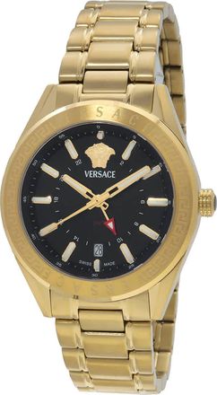 Versace V-Code GMT Quartz Black Dial Mens Watch VEAFA0724
