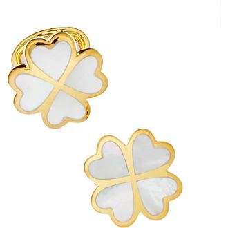 Jan Leslie Four Leaf Clover Sterling Silver Gold Vermeil Cufflinks in White at Nordstrom