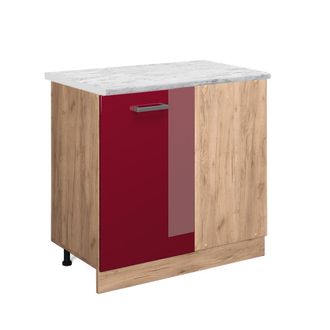 Vicco Armario De Esquina R-line, Rojo Burdeos Alto Brillo, 86 Cm Et M&aacute;rmol