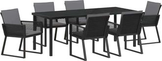vidaXL Garden Dining Set 7 pcs Black Powder-Coated Steel vidaXL