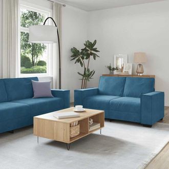 vidaXL Juego De Sof&aacute;s Con Cojines 3 Piezas Terciopelo Azul Vidaxl