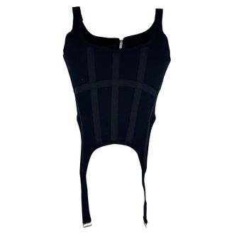Dion Lee Rib Combat Corset Top in Black Cotton