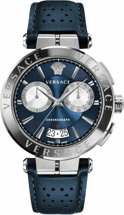 Versace Aion Chronograph Ve1D02223 - Heren - Accessoires - Blauw - Maat: ONE Size Leer