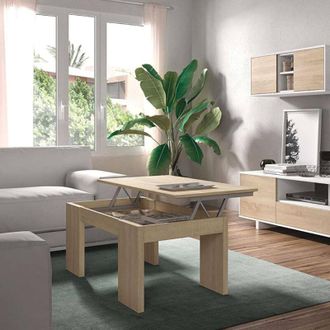 Dmora Tavolino da salotto Malibu, Tavolino da caff&egrave; con piano elevabile, Tavolo basso da soggiorno, 100x50h43/84 cm, Rovere