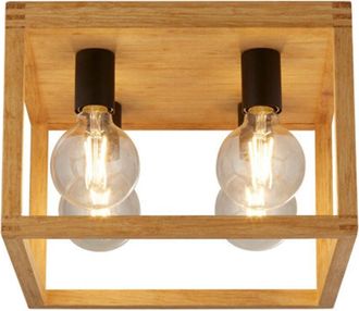 Searchlight Searchlight - Square Plafón de 4 luces de madera de bambú tejido