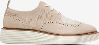 Cole Haan Womens Øriginal Grand Platform Wingtip Oxford Shoes - Beige Size 5.5