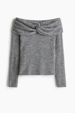 H&M Off-the-shoulder Jumper in Gray Melange at Nordstrom, Size Xx-Small