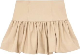 Ganni Double Cotton Mini Skirt - Dames - Korte rokken - Beige - S - Katoen - Rokken