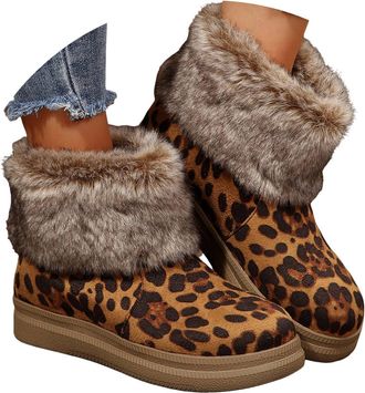 Generic Winter Boots for Women 2025, Non-Slip Comfortable Slip Casual Round Toe Woman Short Boot Warm Pull On Snow Booties Retro Winter Casual Walking Outdoor