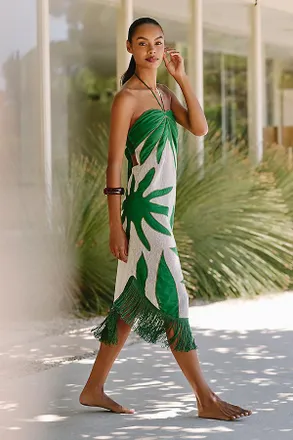 Anthropologie Celandine 100% Cotton Sunset Halter Midi Dress