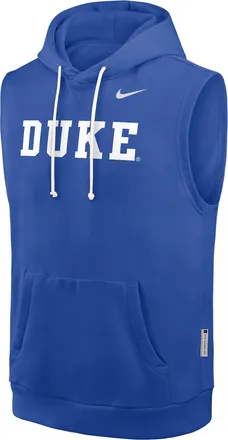 Nike Duke Sideline Nike Mens Dri-FIT College Sleeveless Pullover Hoodie in Blue | 03B44EVDU-65K