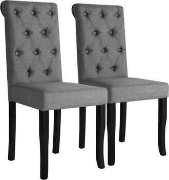 vidaXL Vidaxl - Sillas De Comedor 2 Unidades Tela Gris Oscuro