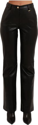 Fracomina Kunstleren Broek - Dames - Straight fit broeken - Zwart - XS - Leer - Broeken