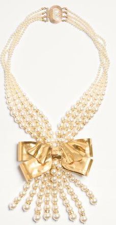 Valentino Garavani Trop Chou Necklace in Metal, Enamel, Pearls and Crystals Wo