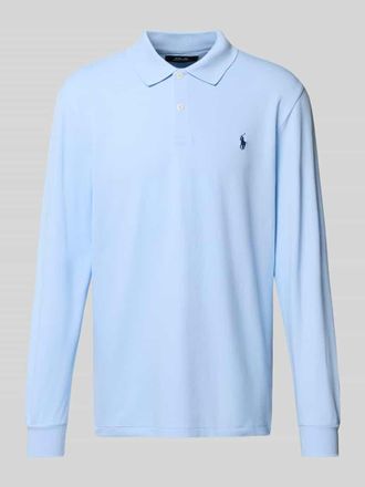 Polo Ralph Lauren Regular Fit Poloshirt mit Label-Stitching in Hellblau, Gr&ouml;&szlig;e L