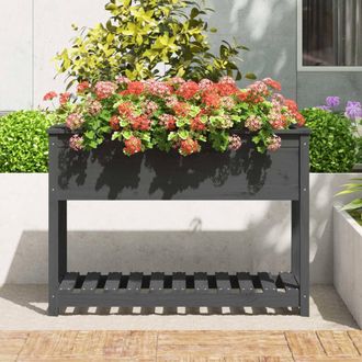 Berkfield Home Planter with Shelf Grey 111.5x54x81 cm Solid Wood Pine