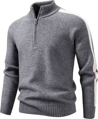 Generic Mens Winter Cable Knit Jumpers Solid Color Sweatshirt Warm Slim Fit Pullover Long Sleeved Work Jumper Casual Designed Crewneck Sweater All Day Comfort