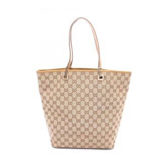 Gucci Gg Canvas Beige Brown Gg Canvas Handbag Tote Bag (Pre-Owned)