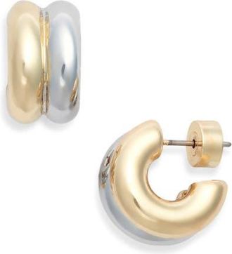 Nordstrom Chubby Two Tone Huggie Hoop in Gold- Silver at Nordstrom