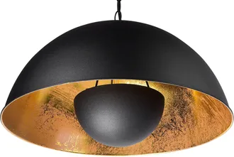 Beliani L&aacute;mpara De Techo De Metal Negro 158 Cm Colgante Pantalla Abierta Redonda Estilo Industrial Thames Ii