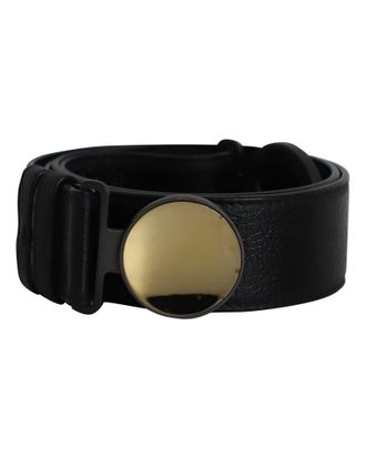Bottega Veneta Pre-owned Womens Round Buckle Belt in Black Leather Leather (archived) - One Size