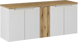 Petits Meubles Mueble bajo lavabo 5 puertas encimera estratificado Blanco marr&oacute;n