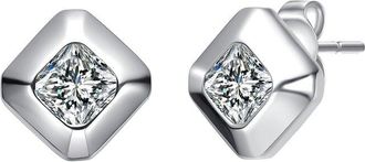 Rachel Glauber Plated Cz Square Earrings