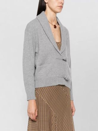 Forte_Forte cashmere wool ribbed knit shawl collar cardigan