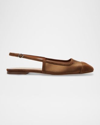 Aeyde Geraldine Suede Cap-Toe Slingback Flats