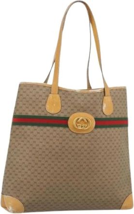 Gucci Borsa Tote Pre-owned in Tela Micro GG - - Pre-owned - Donna - Beige - ONE SIZE