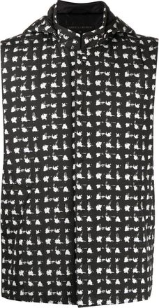 Shiatzy Chen Jacquard hooded gilet - men - Polyester/Other fibres/Polyamide/Silk - 50 - Black