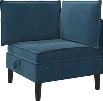 vidaXL Sof&aacute; Esquinero Con Almacenamiento Azul Terciopelo Vidaxl