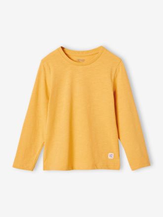 Vertbaudet T-shirt gar&ccedil;on unis manches longues personnalisable jaune