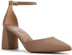 Aldo Jan Ankle Strap Pointed Toe Pump in Medium Brown at Nordstrom Rack, Size 6.5