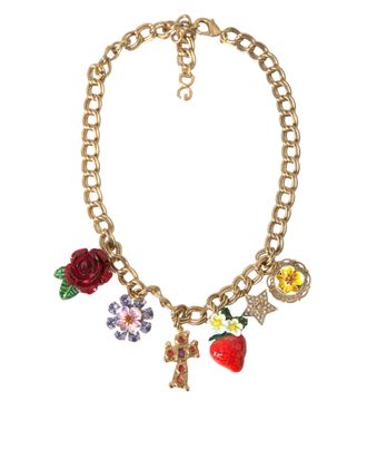 Dolce & Gabbana Gouden Ketting Rozenkruis Aardbeien Ster Hanger Ketting